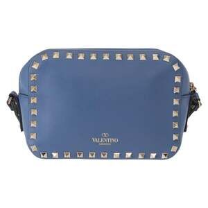 Valentino Leather Studs Chain Shoulder Bag Blue